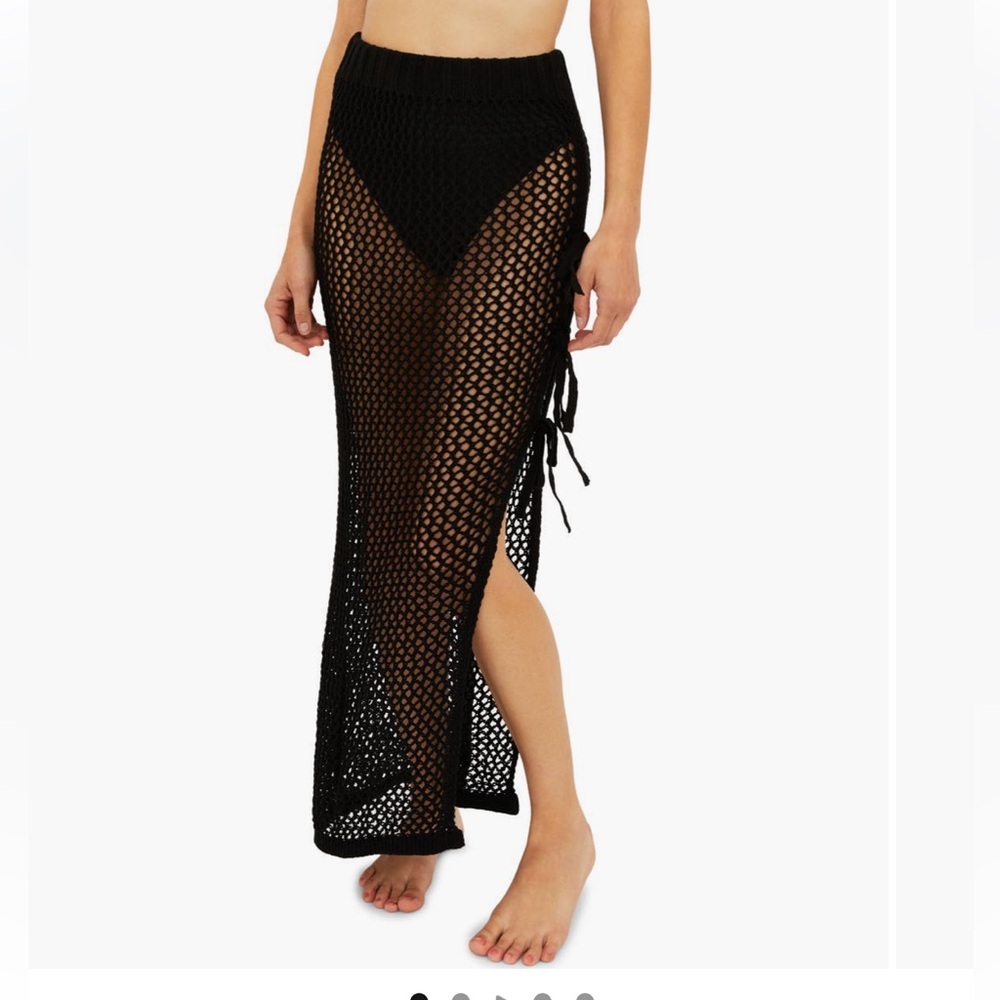 Black Crochet Swim Cover-Up Skirt